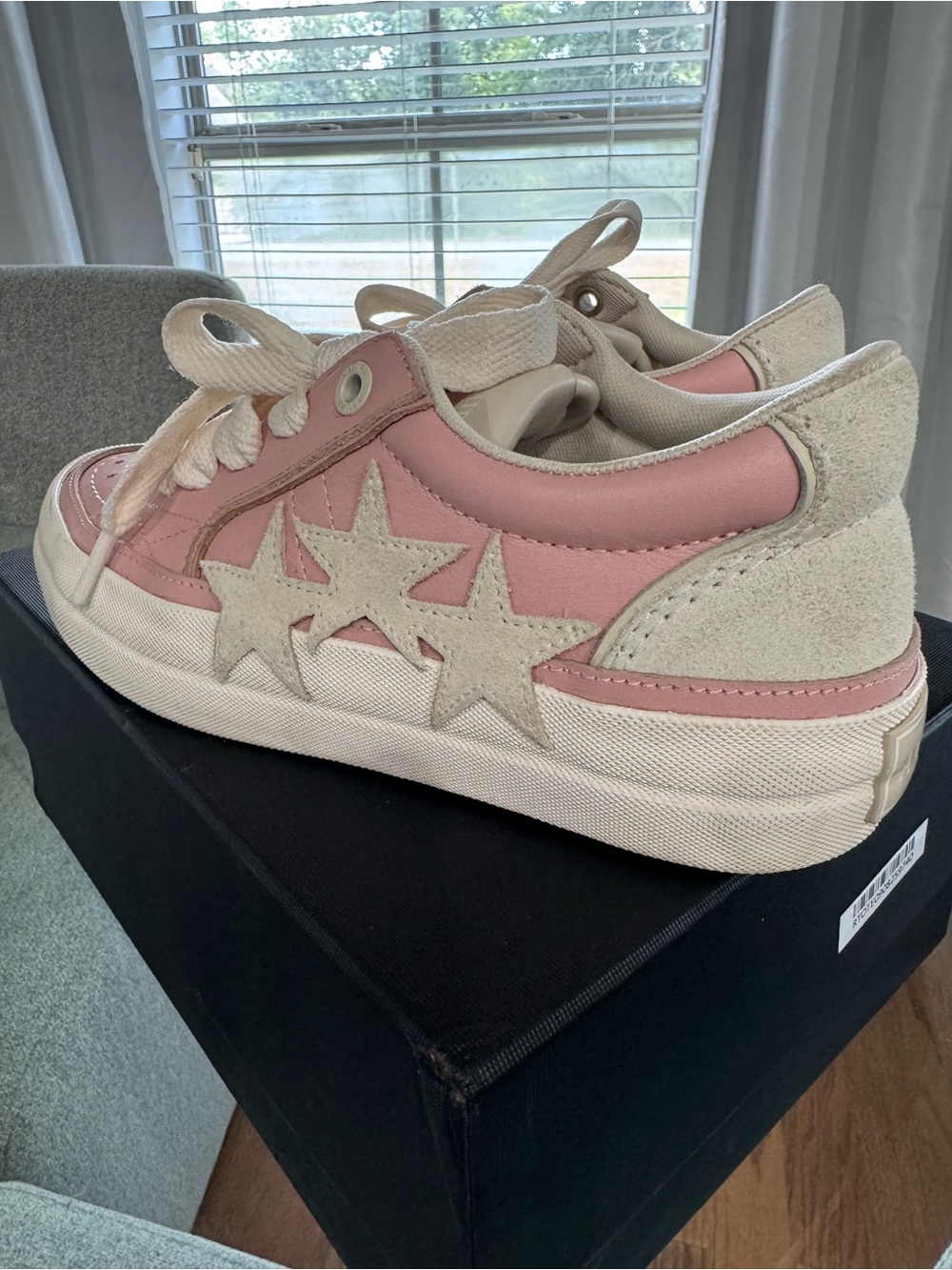 AMIRI Pink and Cream Low-Top Star Sneakers